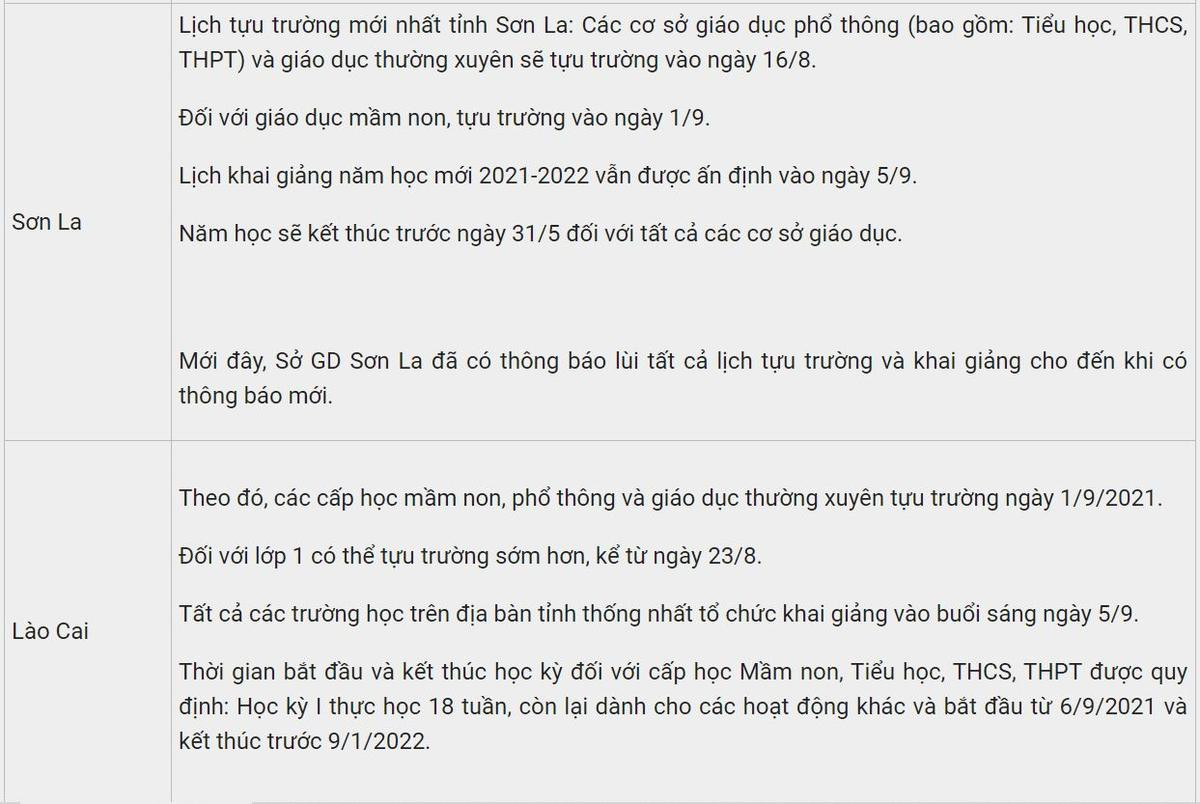 Mới: Thêm 3 tỉnh thành hay đổi lịch đi học lại và kế hoạch khai giảng năm học mới 2021-2022 Ảnh 8