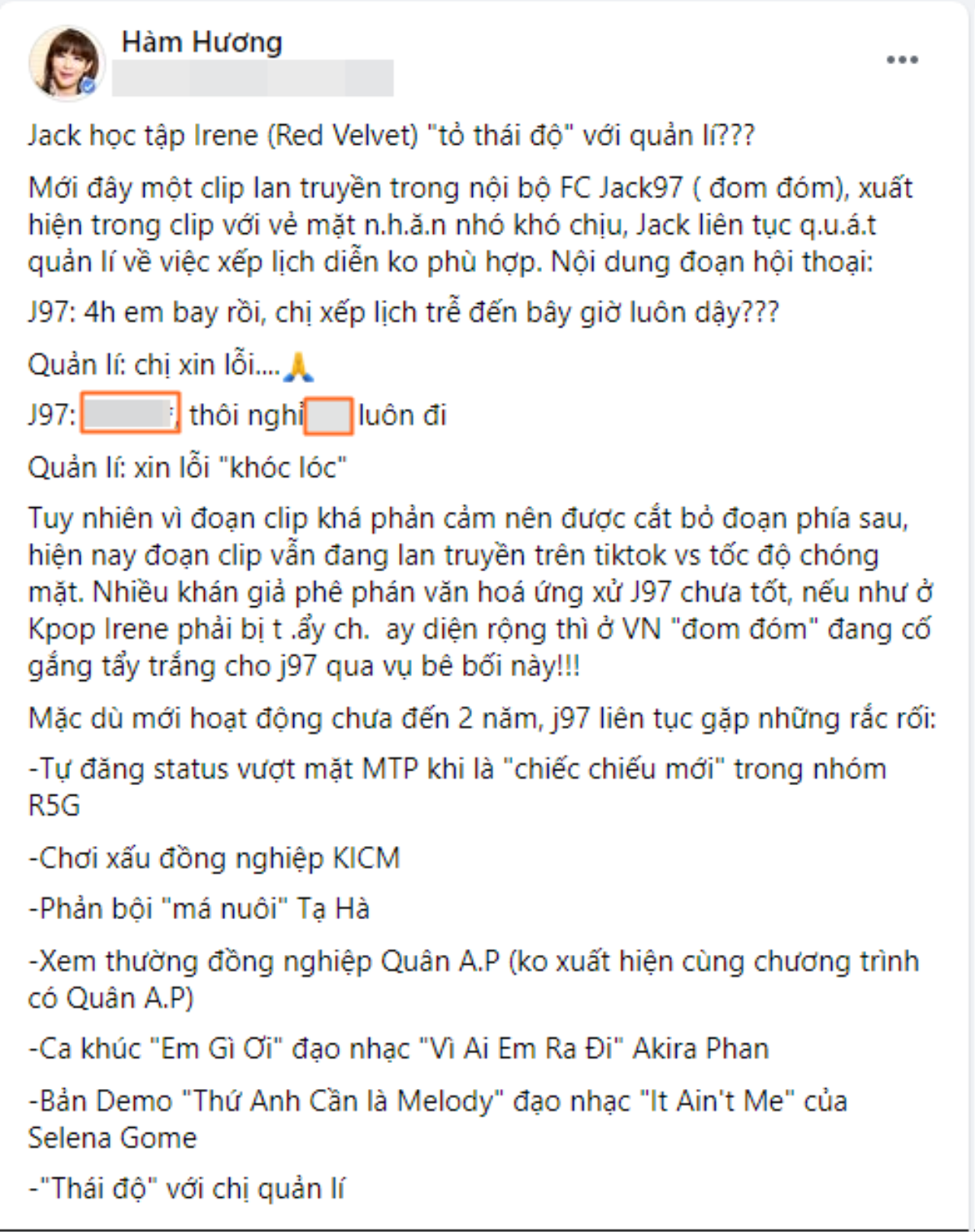 Trước ồn ào tình ái, Jack từng bị 'thánh comment' Hương Hàm tố cáo với loạt bí mật động trời Ảnh 6