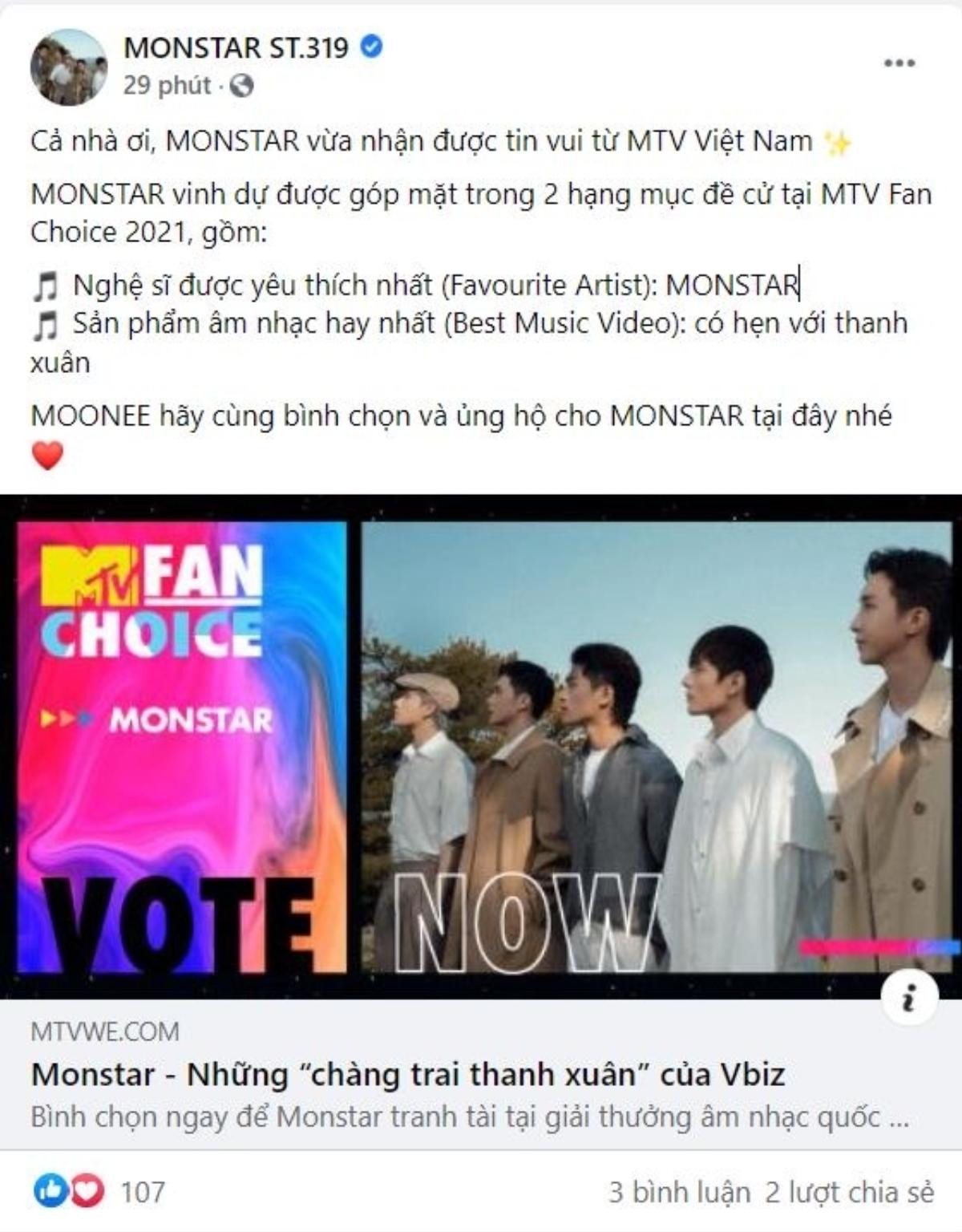 Cổng bình chọn MTV Fan Choice vừa mở, dân tình đã kêu gọi vote 