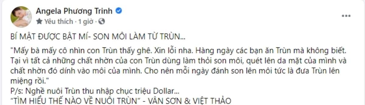 Liên tục nghe 'nuốt giun đất thấy gớm', Angela Phương Trinh lấy dẫn chứng nhiều người vẫn 'ăn' hằng ngày Ảnh 1