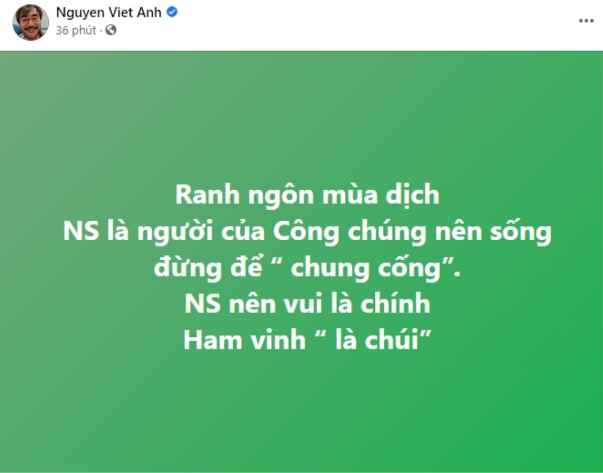 Giữa lúc học trò bị đòi sao kê, NSND Việt Anh đăng bài gây xôn xao: 'Nghệ sĩ ham vinh là chúi' Ảnh 1