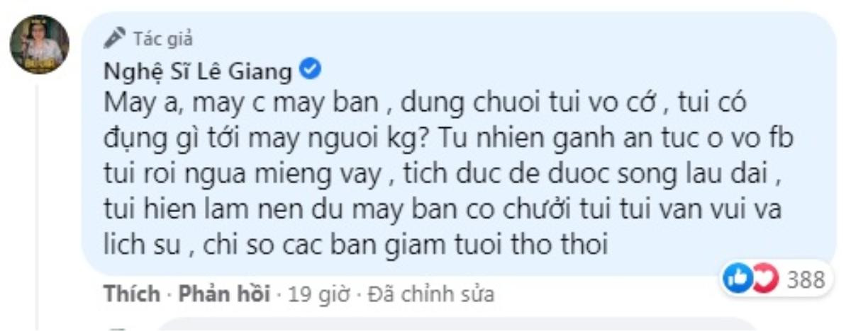 Không làm gì trong mùa dịch Lê Giang vẫn bị anti-fan vô cớ công kích và đây là lý do Ảnh 2