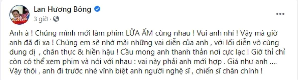 NSND Lan Hương đau xót tiết lộ NSƯT Thế Bình ra đi đúng ngày sinh nhật: Còn định chúc mừng anh, thế mà... Ảnh 3