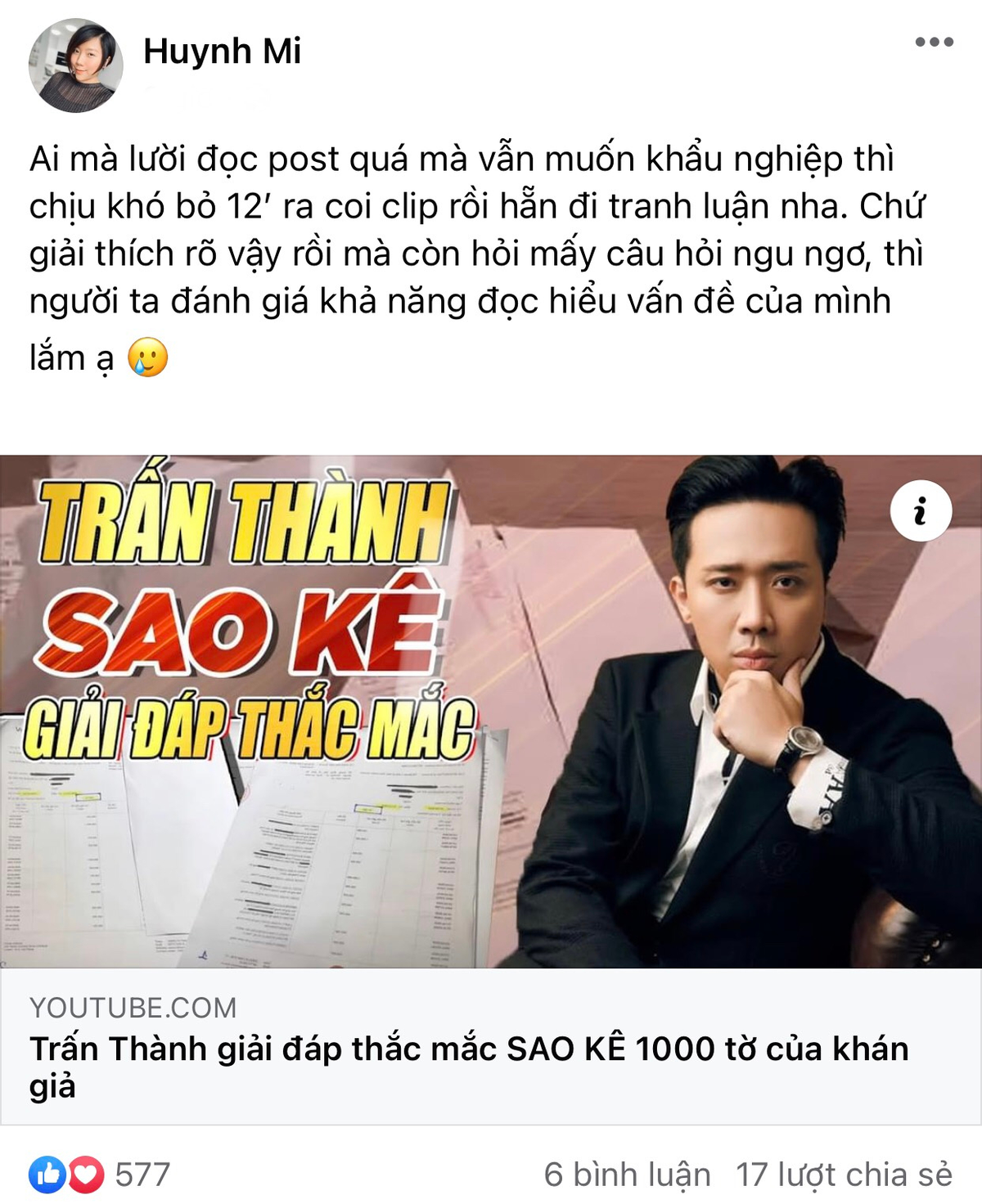 Em gái Trấn Thành nhắn nhủ sau khi anh trai tung bản sao kê, hé lộ nhiều tình tiết đáng thương Ảnh 3