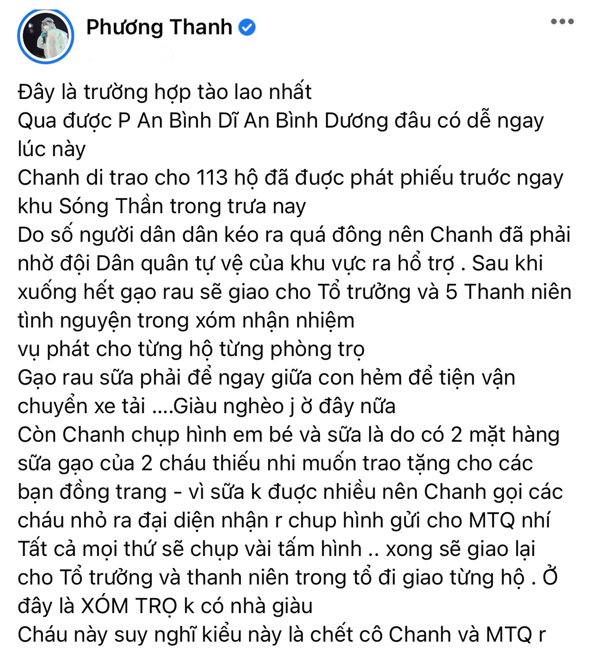 Phương Thanh lên tiếng khi bị nói từ thiện không đúng chỗ, để toàn người giàu đến lấy Ảnh 3