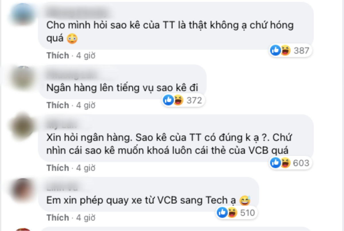 Fanpage bị 'tấn công' khi Trấn Thành công khai 1.000 tờ sao kê: Vietcombank không có nghĩa vụ giải trình Ảnh 4