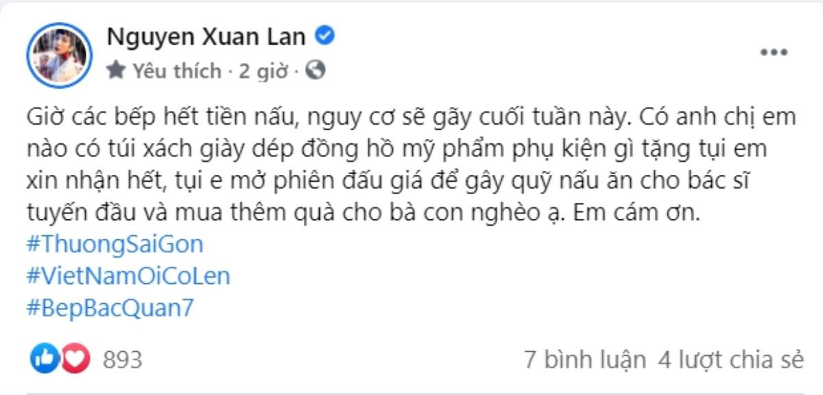 Giữa 'bão' từ thiện, Xuân Lan bất ngờ kêu gọi quyên góp để có kinh phí hỗ trợ người khó khăn do dịch Ảnh 2