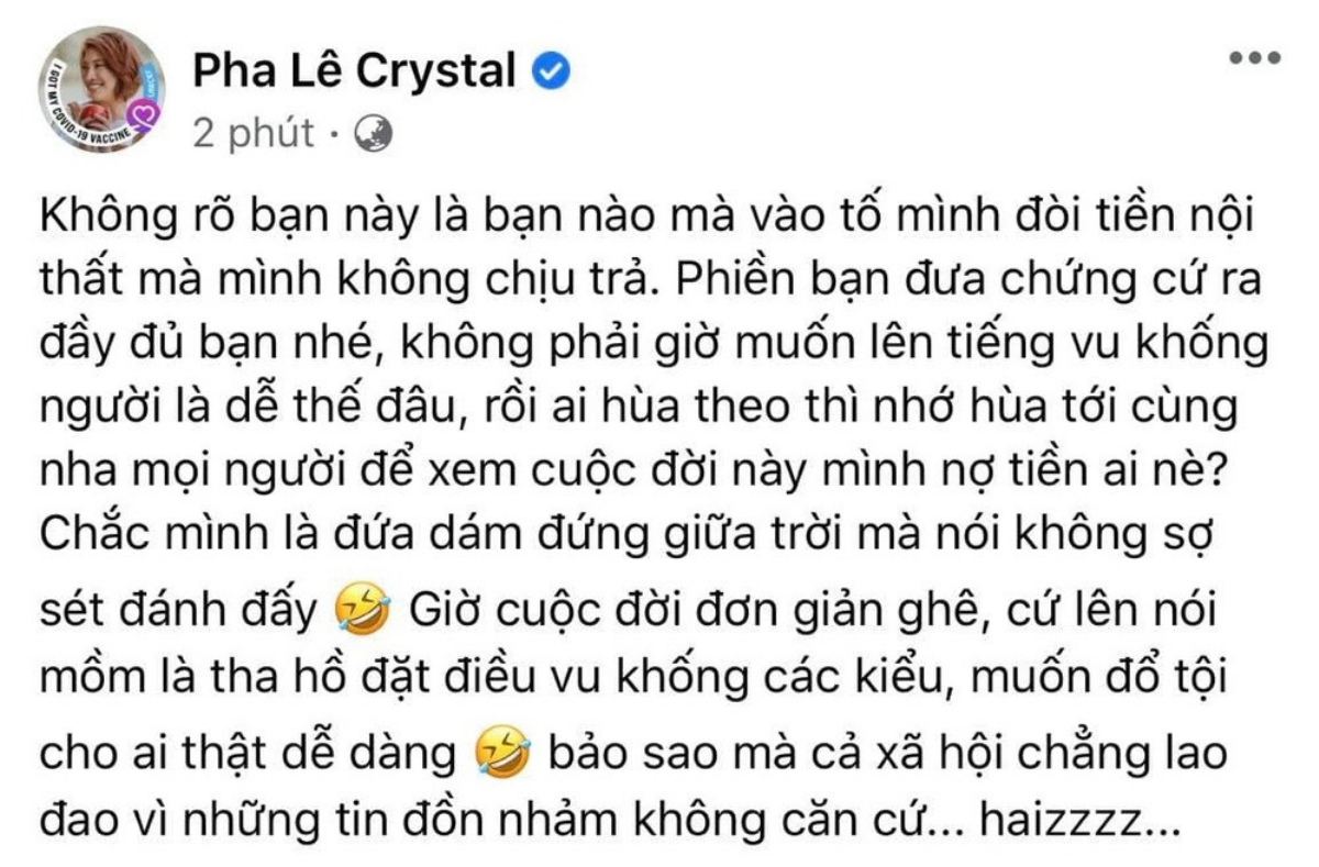 Bị cư dân mạng tố quỵt tiền, Pha Lê đáp trả 'cực gắt' Ảnh 2