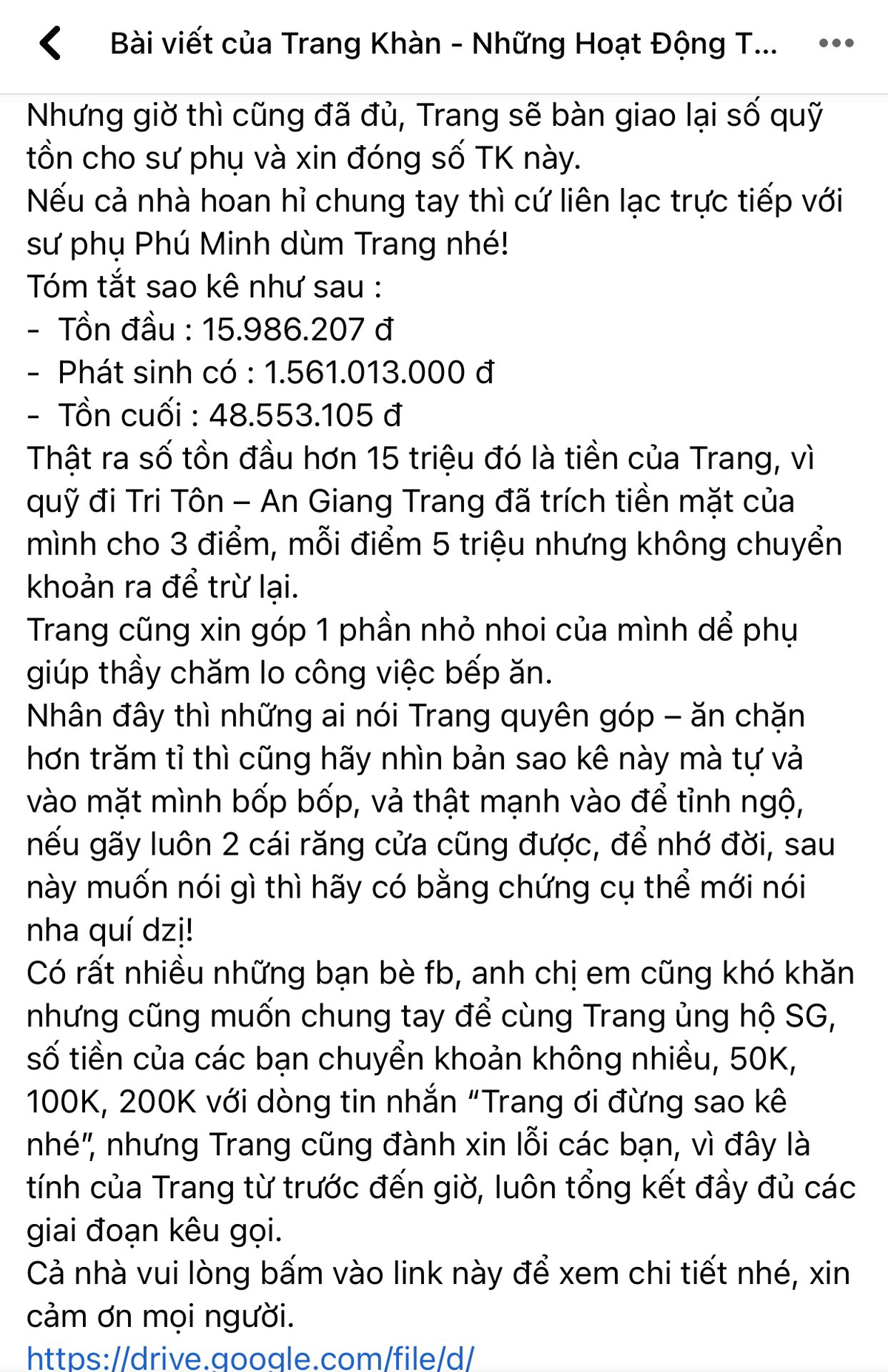 Trang Trần sao kê từ thiện, tuyên bố dừng lại vì hứng chịu 'gạch đá', nhắn nhủ ai đó lộng lẫy mà lươn lẹo Ảnh 2