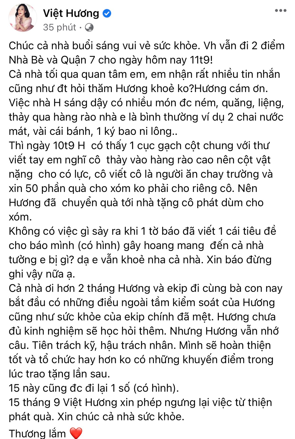 Nghệ sĩ Việt Hương bức xúc vì bị 'câu view' gây hiểu lầm, thông báo ngưng phát quà từ thiện Ảnh 3