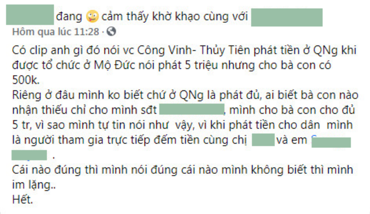 Phía Thủy Tiên lên tiếng về đoạn clip 'mập mờ số tiền từ thiện' ở Quảng Ngãi Ảnh 4