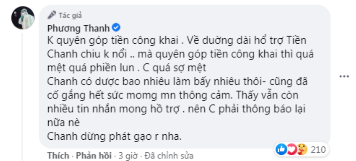 Phương Thanh chia sẻ lý do không kêu gọi quyên góp Ảnh 2