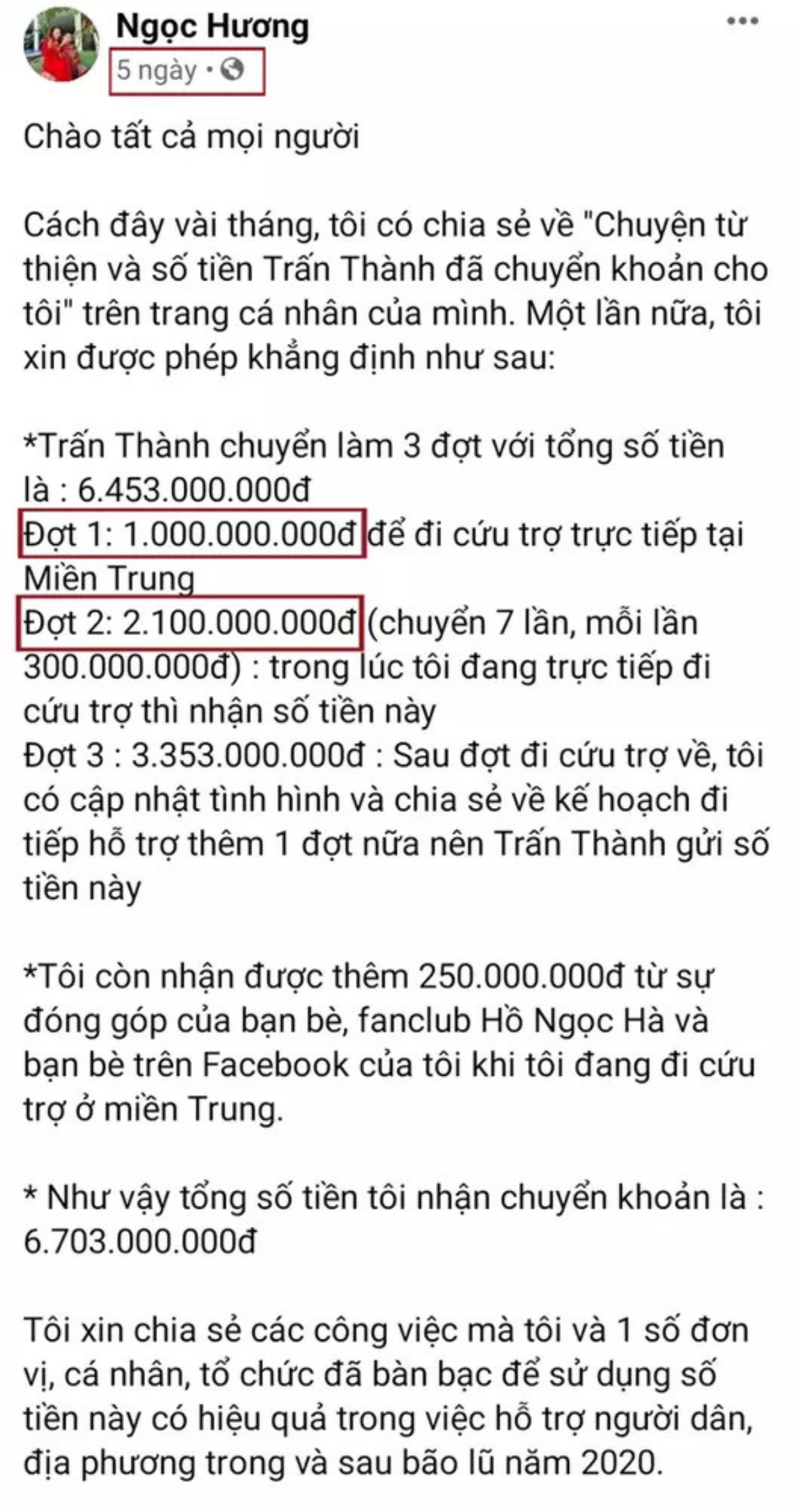 Netizen tranh cãi số tiền từ thiện Trấn Thành chuyển cho mẹ Hồ Ngọc Hà, soi ra điểm bất thường Ảnh 2