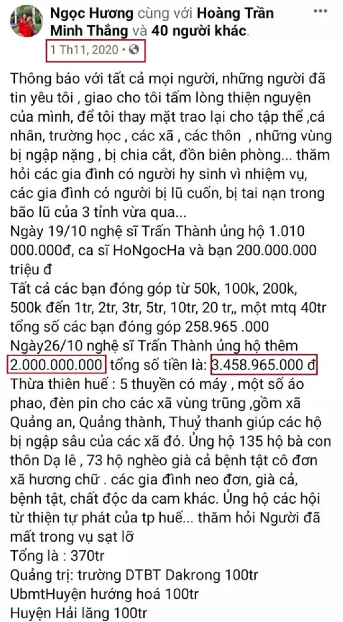 Netizen tranh cãi số tiền từ thiện Trấn Thành chuyển cho mẹ Hồ Ngọc Hà, soi ra điểm bất thường Ảnh 1