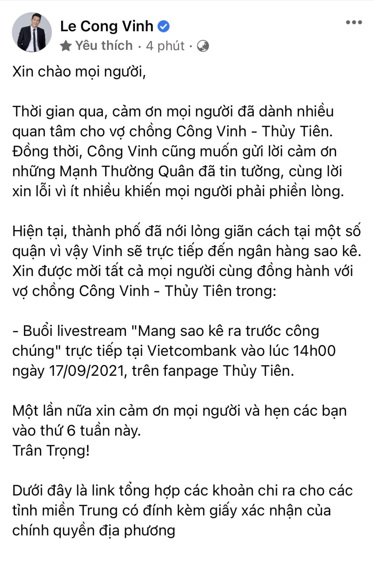 Tại sao Công Vinh và Thuỷ Tiên có thể đi ngân hàng sao kê vào ngày 17/9? Ảnh 1