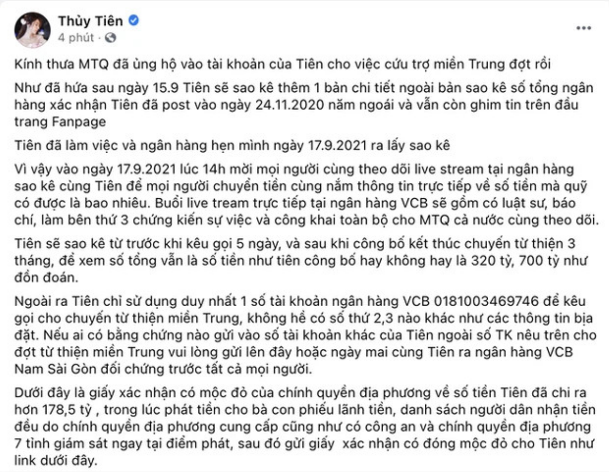 Động thái 'khó đỡ' của Thủy Tiên trước giờ G đối chứng tại ngân hàng Ảnh 2