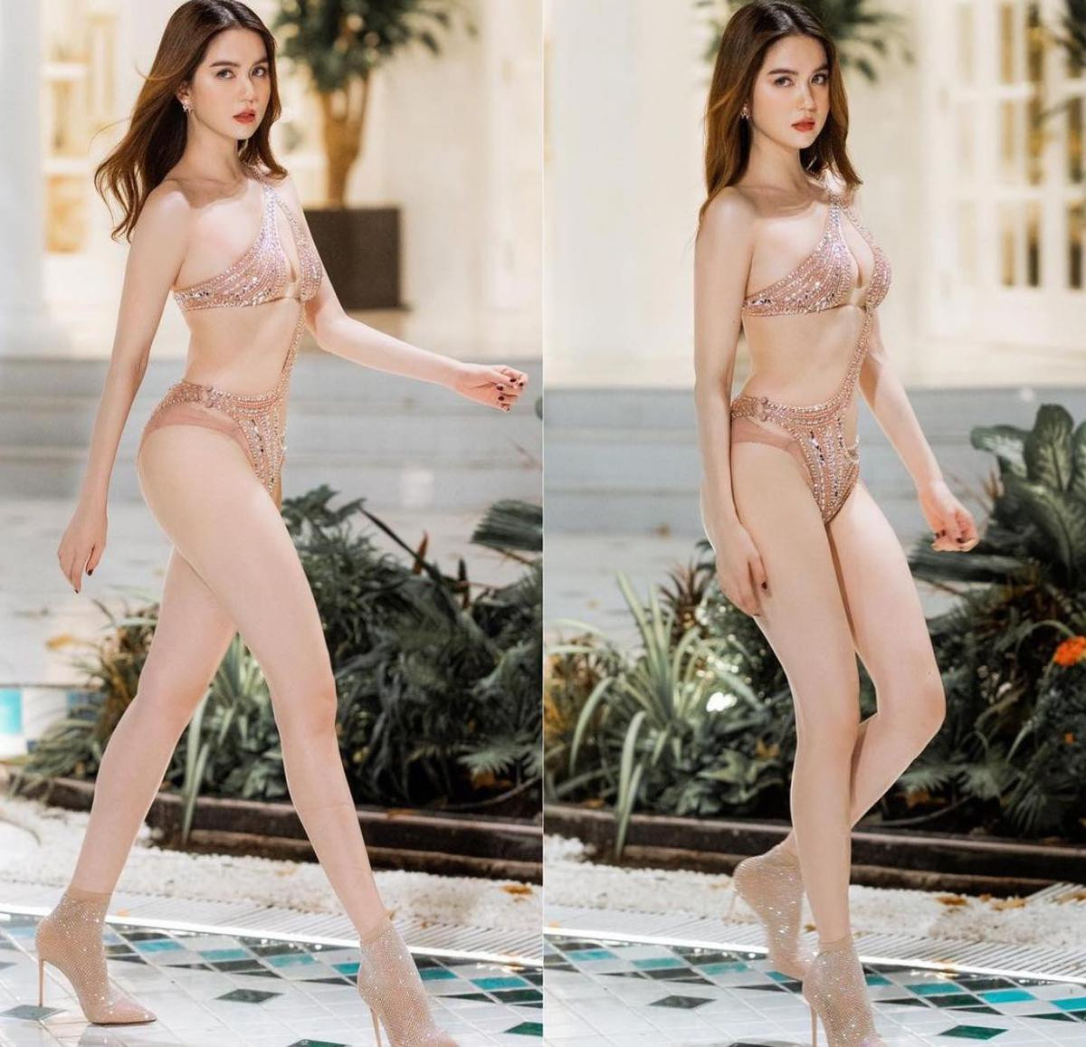 Ngọc Trinh phô diễn vóc dáng hoàn mỹ trong thiết kế swimsuit đính đá lấp lánh Ảnh 1