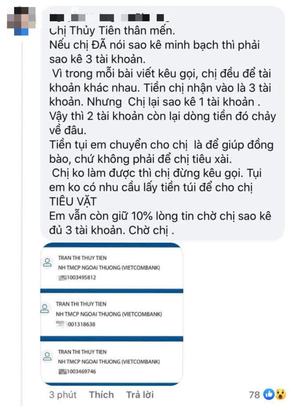 Fan tranh cãi xoay quanh các tài khoản sao kê của Thủy Tiên: 2 số đã sáng tỏ, 1 số còn lại đang ở đâu? Ảnh 2