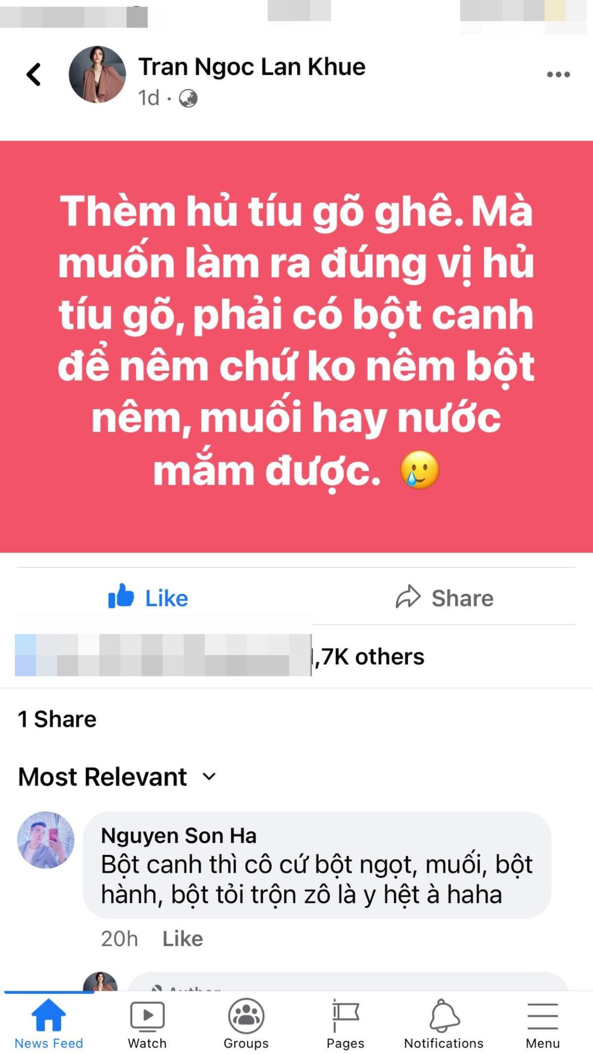 Lan Khuê than thở thèm 'hủ tiếu gõ' muốn nấu nhưng thiếu gia vị này Ảnh 1