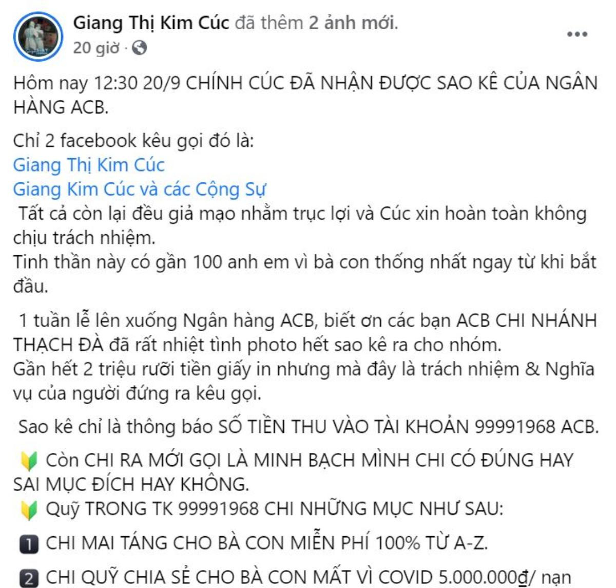 Giang Kim Cúc tung xấp sao kê gần 2,5 triệu tiền giấy in, khẳng định minh bạch tiền từ thiện không khó Ảnh 2