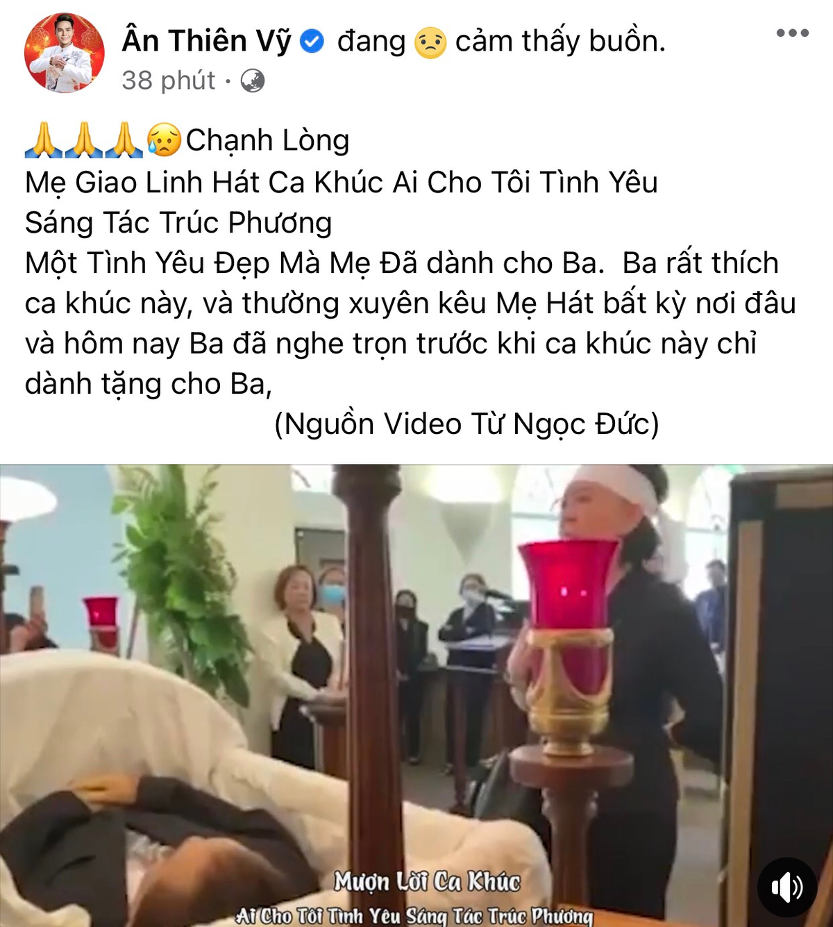 Danh ca Giao Linh bật khóc, hát tiễn biệt trong tang lễ của chồng Ảnh 2