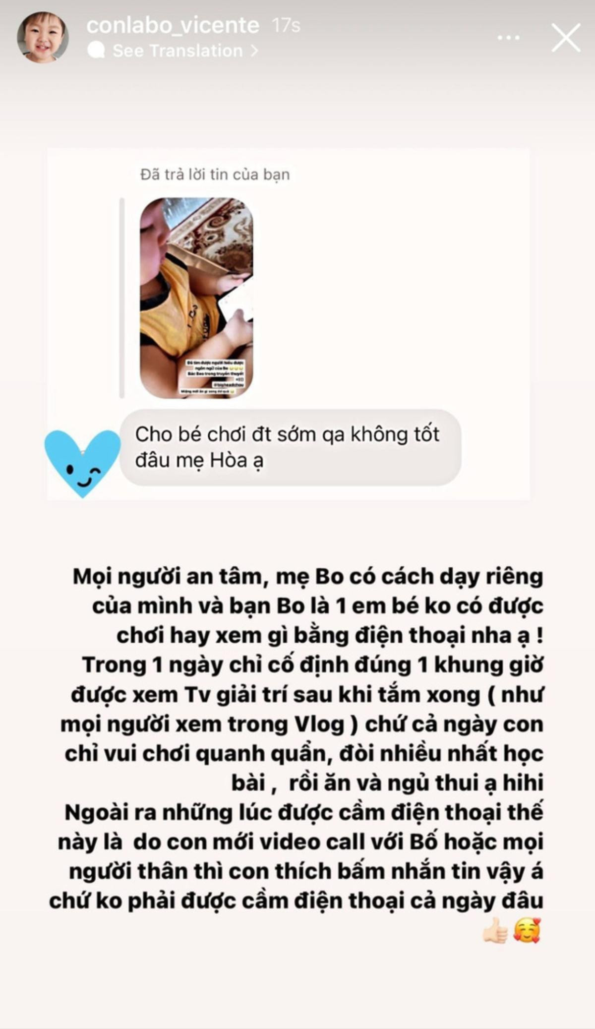 Bị khán giả 'chỉnh' về phương pháp dạy con và đây là cách Hòa Minzy đáp trả Ảnh 4