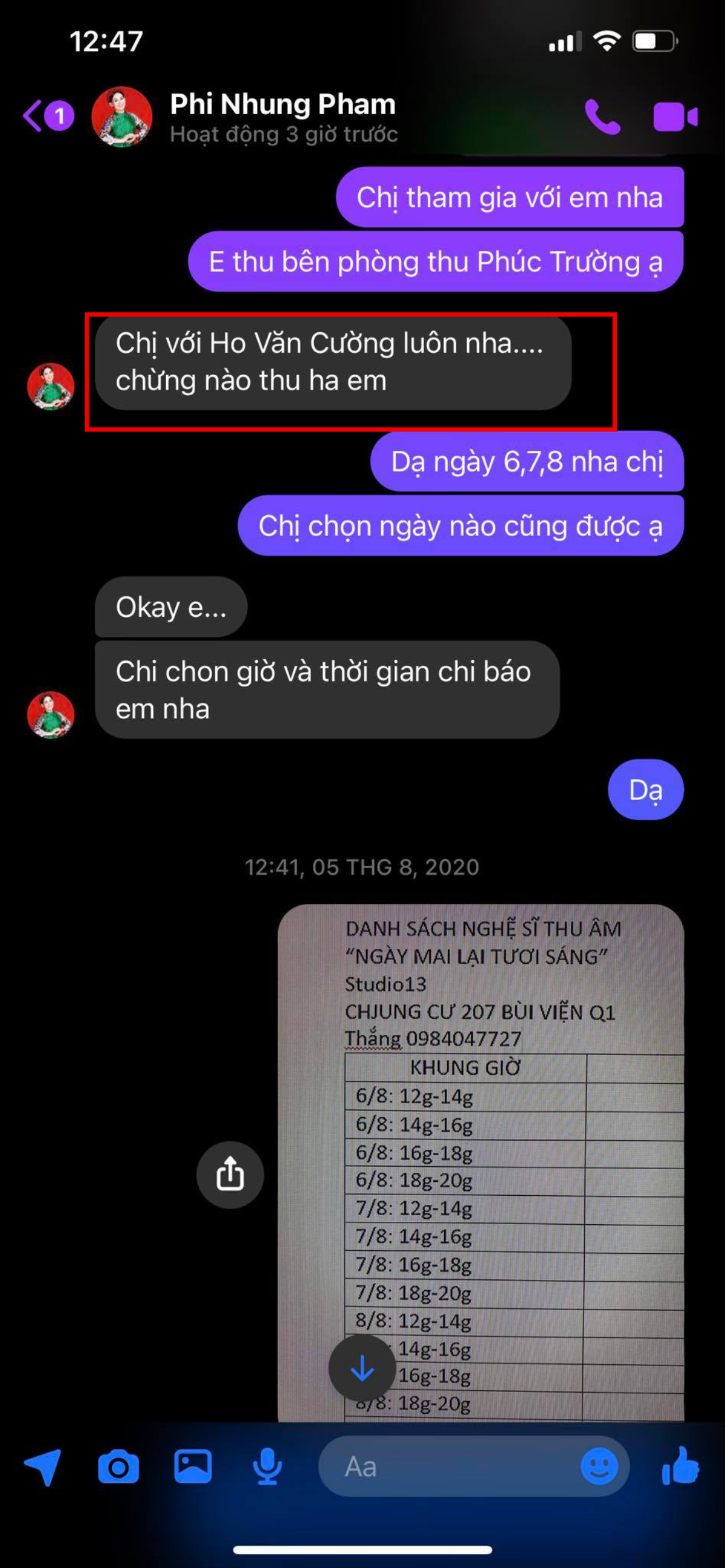 Nguyễn Văn Chung chia sẻ loạt tin nhắn với Phi Nhung, nữ ca sĩ muốn dành điều này cho Hồ Văn Cường Ảnh 3