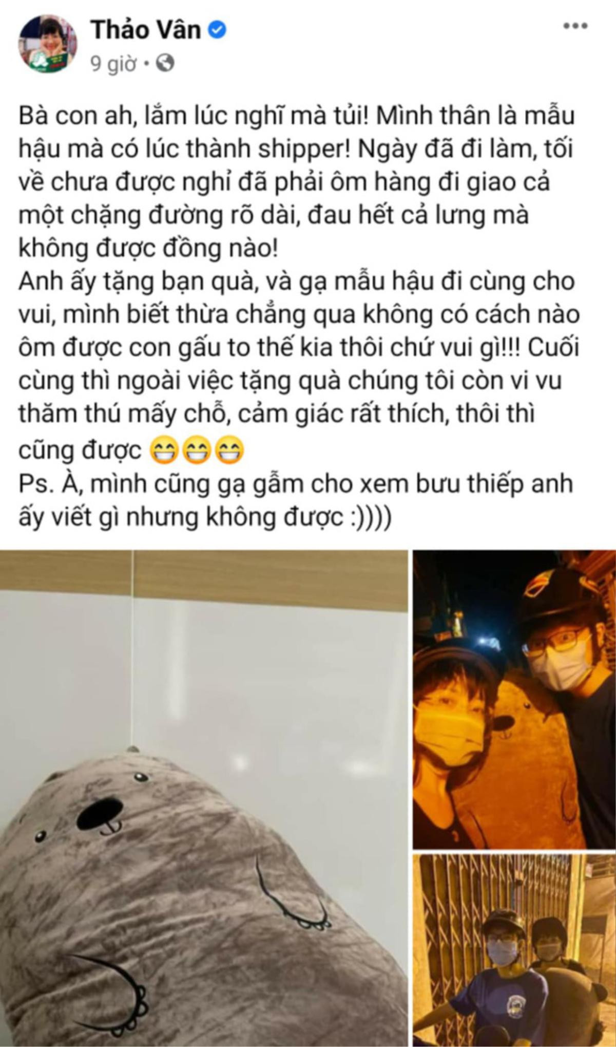 MC Thảo Vân bất ngờ làm thêm công việc 'shipper', dẫn con trai đi 'tán gái' giữa khuya Ảnh 2