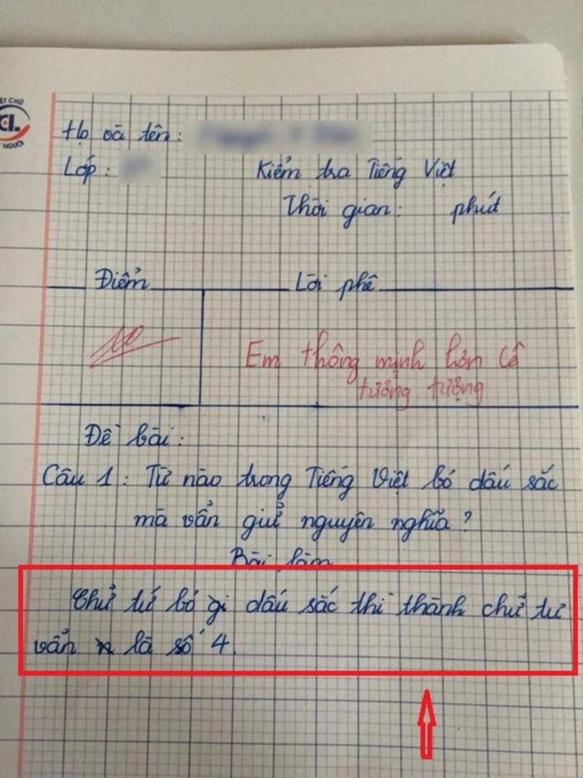 Trả lời câu 'từ nào bỏ dấu sắc giữ nguyên nghĩa', bé gái tiểu học đưa ra đáp án khiến cô giáo ngợi khen Ảnh 1