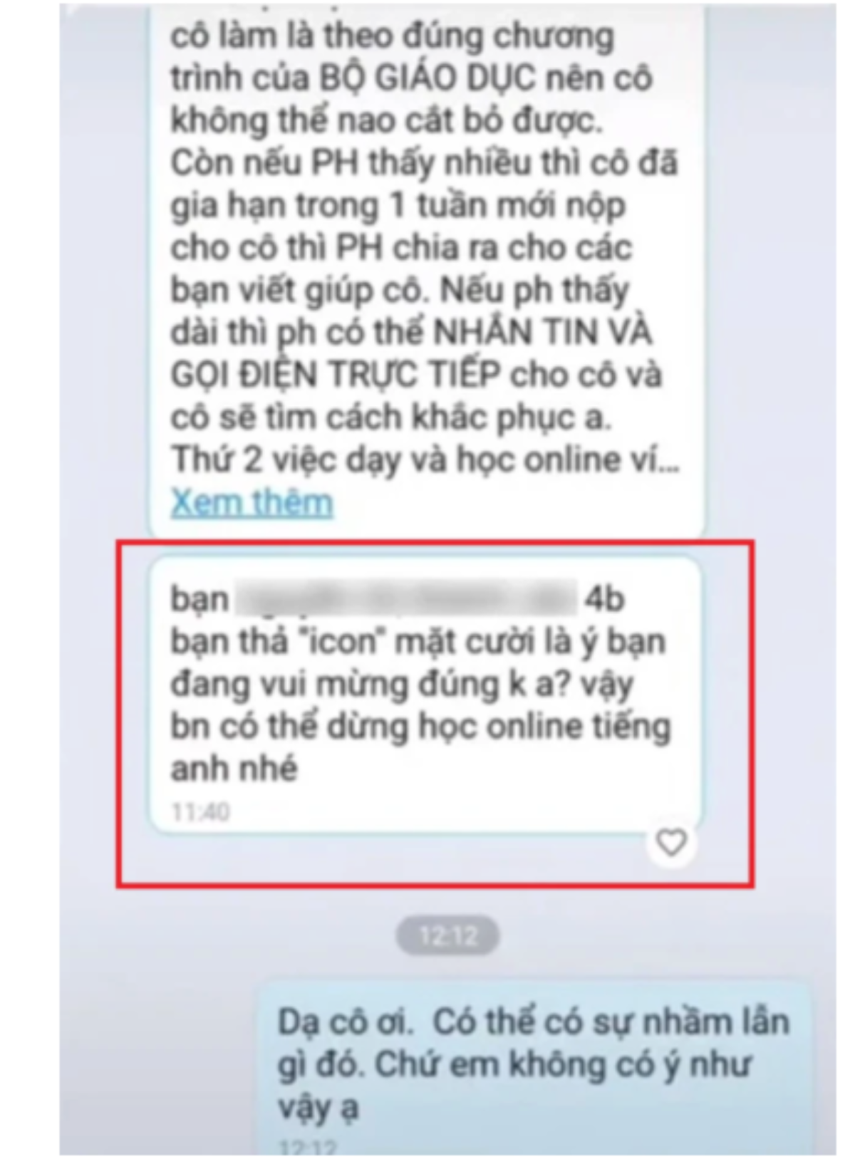 Bé gái thả nhầm icon vào tin nhắn của cô giáo liền bị 'bêu tên' trong group chat và dọa cho nghỉ học Ảnh 1