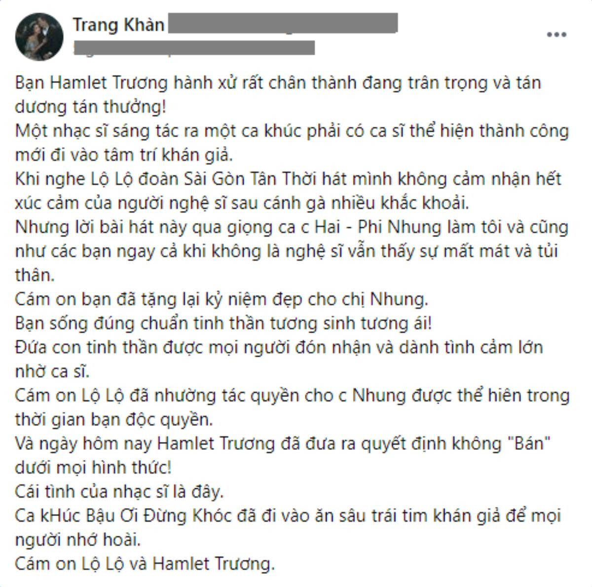 Chủ nhân ca khúc 'Bậu ơi' quyết định làm điều đặc biệt này cho Phi Nhung khiến Trang Trần trân trọng Ảnh 4