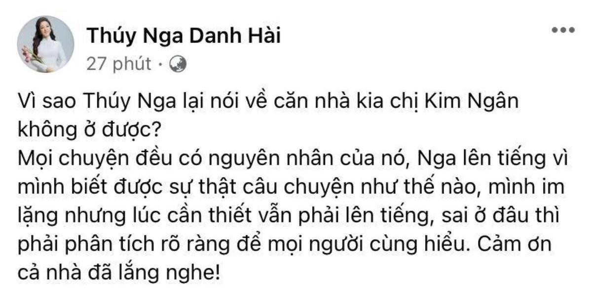 Thúy Nga nói rõ lí do vì sao lên tiếng về nhà mới của ca sĩ Kim Ngân: 'Tôi biết được sự thật câu chuyện' Ảnh 4