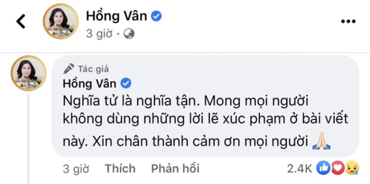 NSND Hồng Vân bức xúc lên tiếng vì Hoài Linh và bố ruột vừa mất bị xúc phạm Ảnh 2