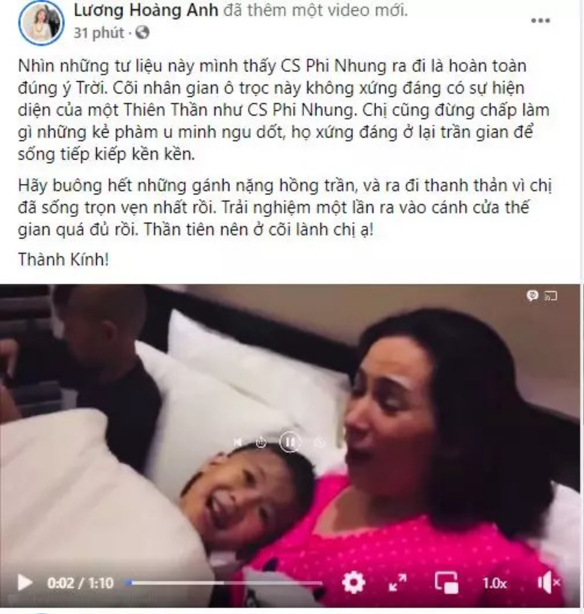 Vợ cũ Huy Khánh có phát ngôn gây tranh cãi khi nhắc đến cố ca sĩ Phi Nhung: 'Ra đi hoàn toàn đúng ý trời' Ảnh 2