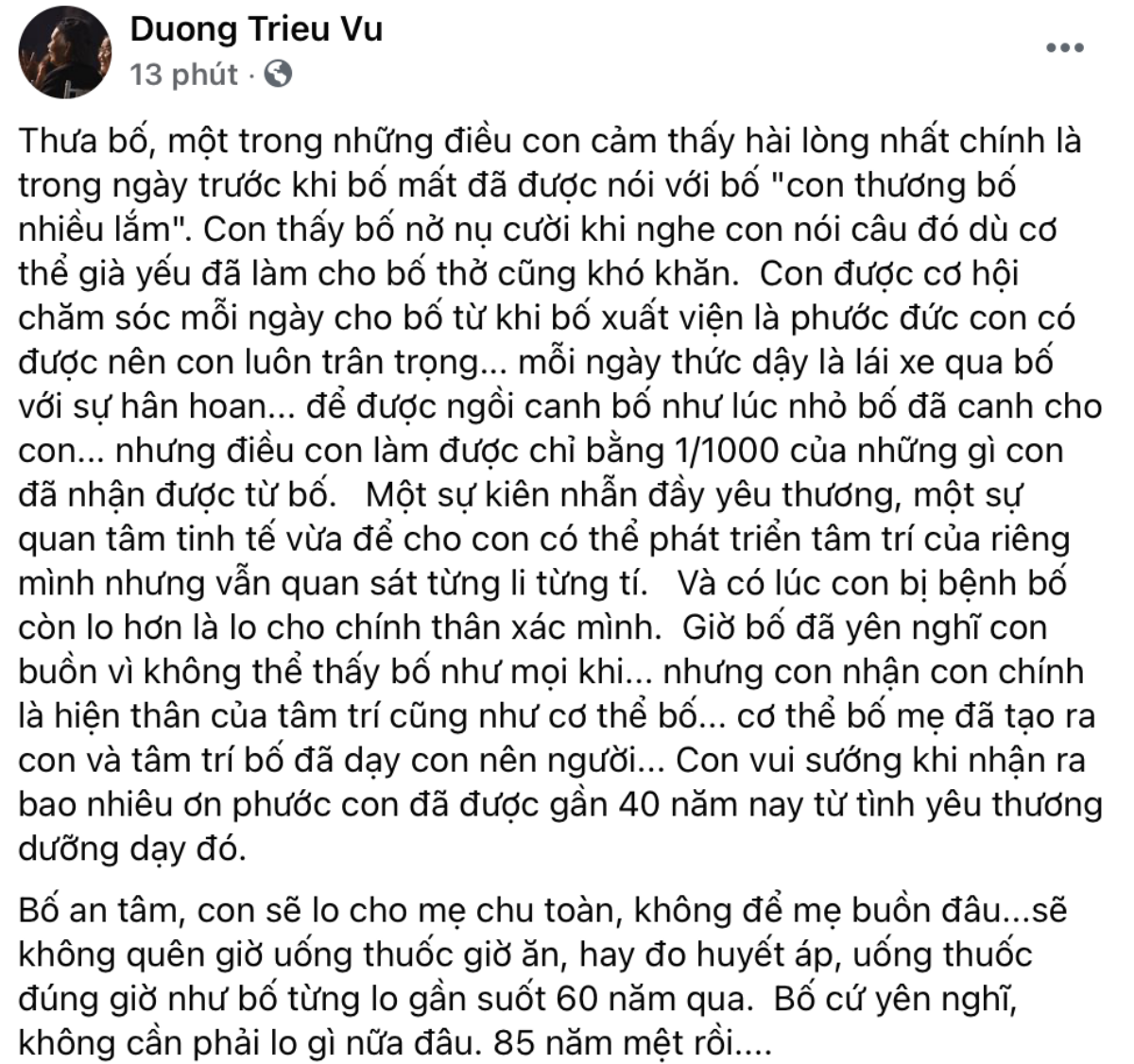 Xúc động với tâm thư của ca sĩ Dương Triệu Vũ gửi người bố quá cố Ảnh 2