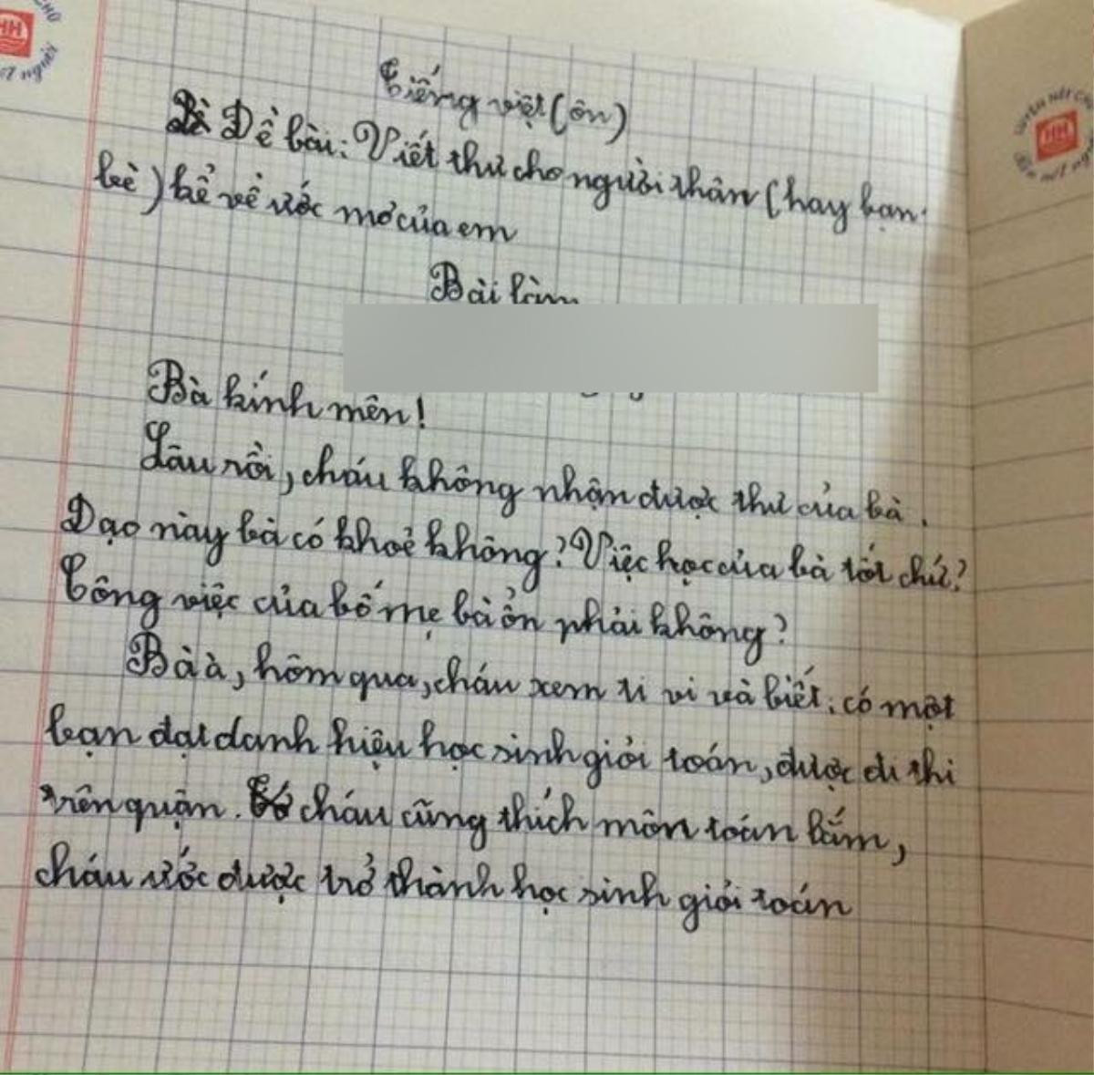 Viết thư gửi người bà kính yêu, cậu bé tiểu học khiến người ta phải khựng lại khi đọc đến câu thứ 3 Ảnh 1