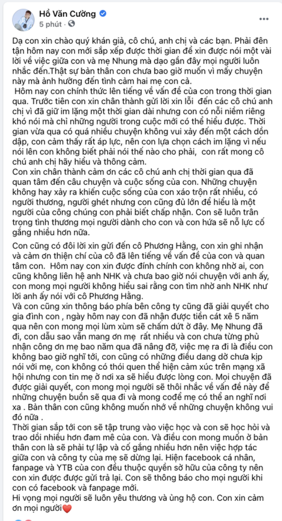 Hồ Văn Cường nói rõ về mối quan hệ với CEO Đại Nam sau khi bị ngờ vực nhờ vả đòi tiền hộ Ảnh 1