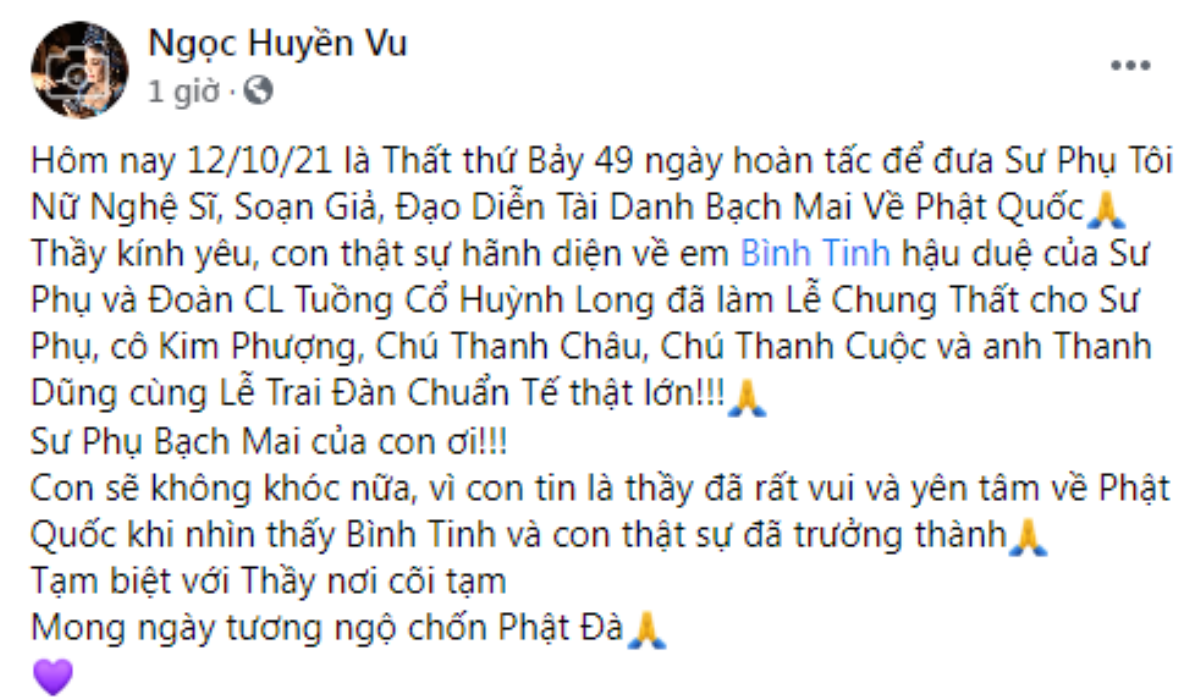 Lễ Chung thất NS Bạch Mai: Đồng nghiệp đến viếng, Bình Tinh nghẹn ngào: 'Bây giờ tôi bị vô cảm' Ảnh 2