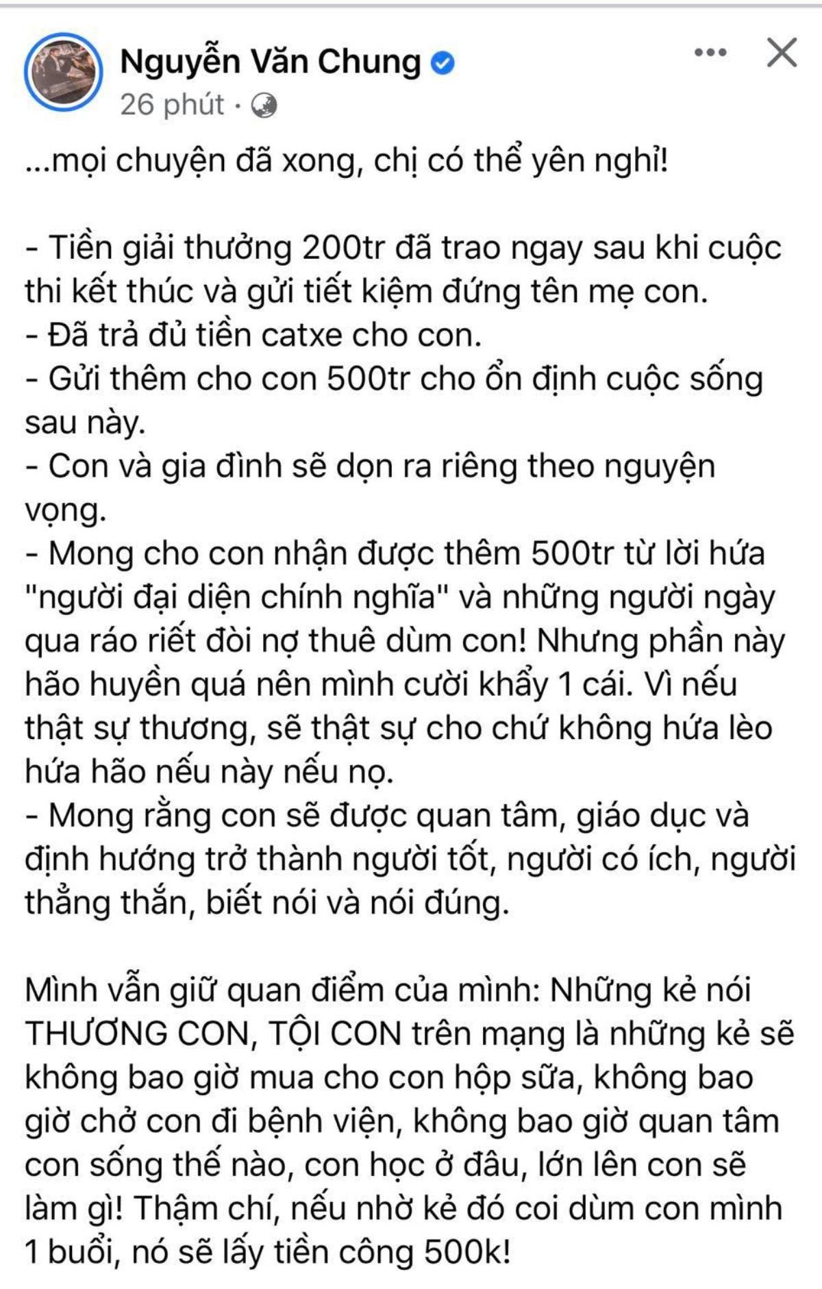 Nguyễn Văn Chung: 'Mong cho con nhận được thêm 500 triệu từ lời hứa 'người đại diện chính nghĩa' Ảnh 3