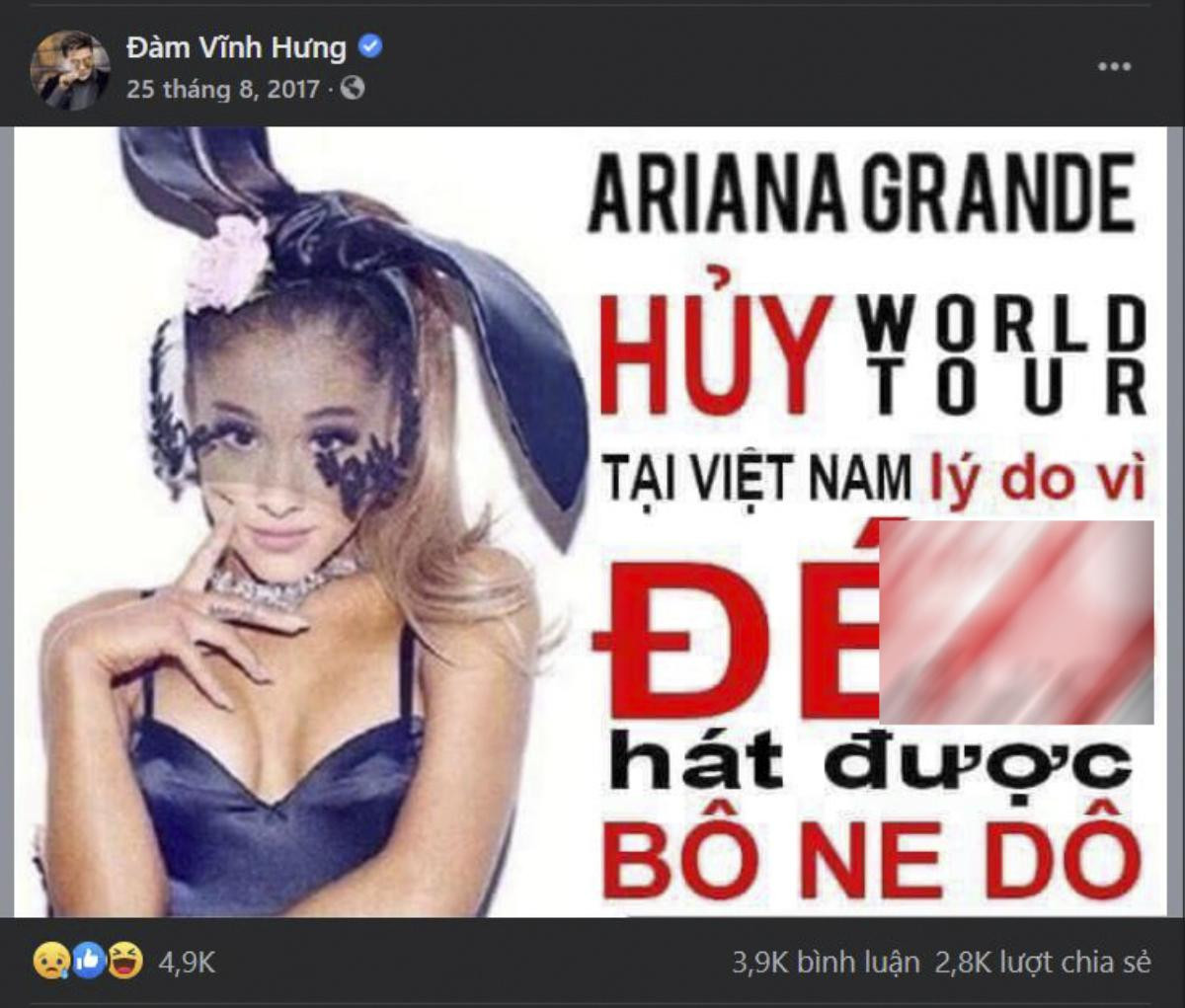 Giữa loạt ồn ào, Đàm Vĩnh Hưng bỗng bị netizen đào lại ảnh 'cà khịa' việc Ariana Grande hủy show Việt Nam Ảnh 4