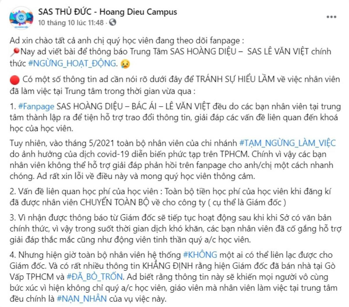 Trung tâm Anh ngữ bất ngờ đóng cửa, học viên như 'ngồi trên đống lửa' vì không đòi được học phí Ảnh 1