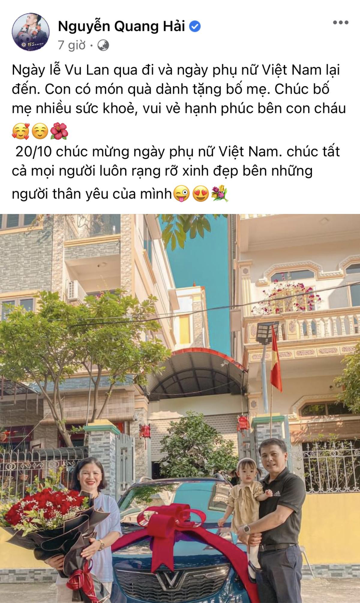 Ngày 20/10, Quang Hải mua ô tô tặng mẹ Ảnh 1