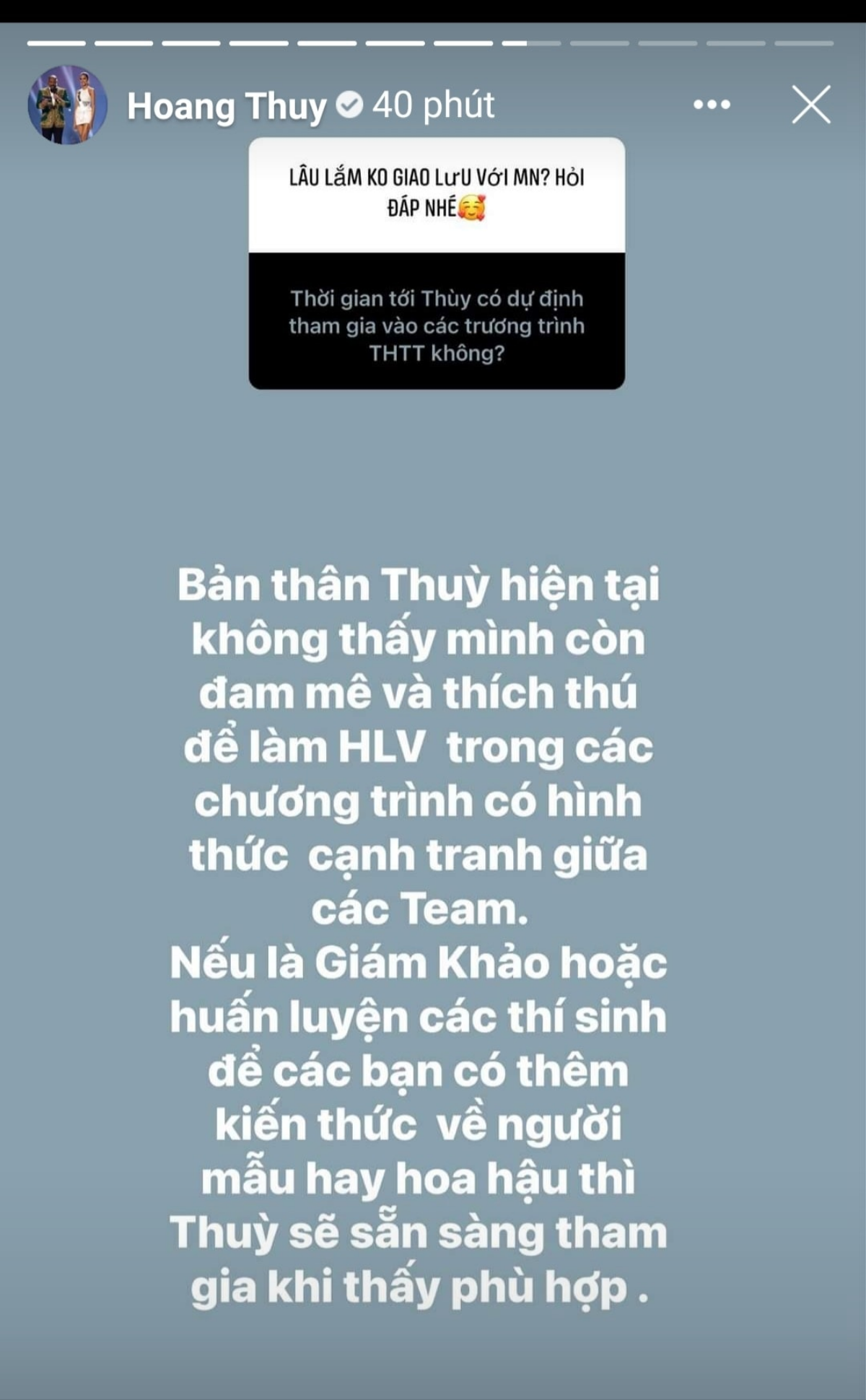 Á hậu Hoàng Thùy: 'Tôi không còn hứng thú với việc làm huấn luyện viên mang tính cạnh tranh' Ảnh 5