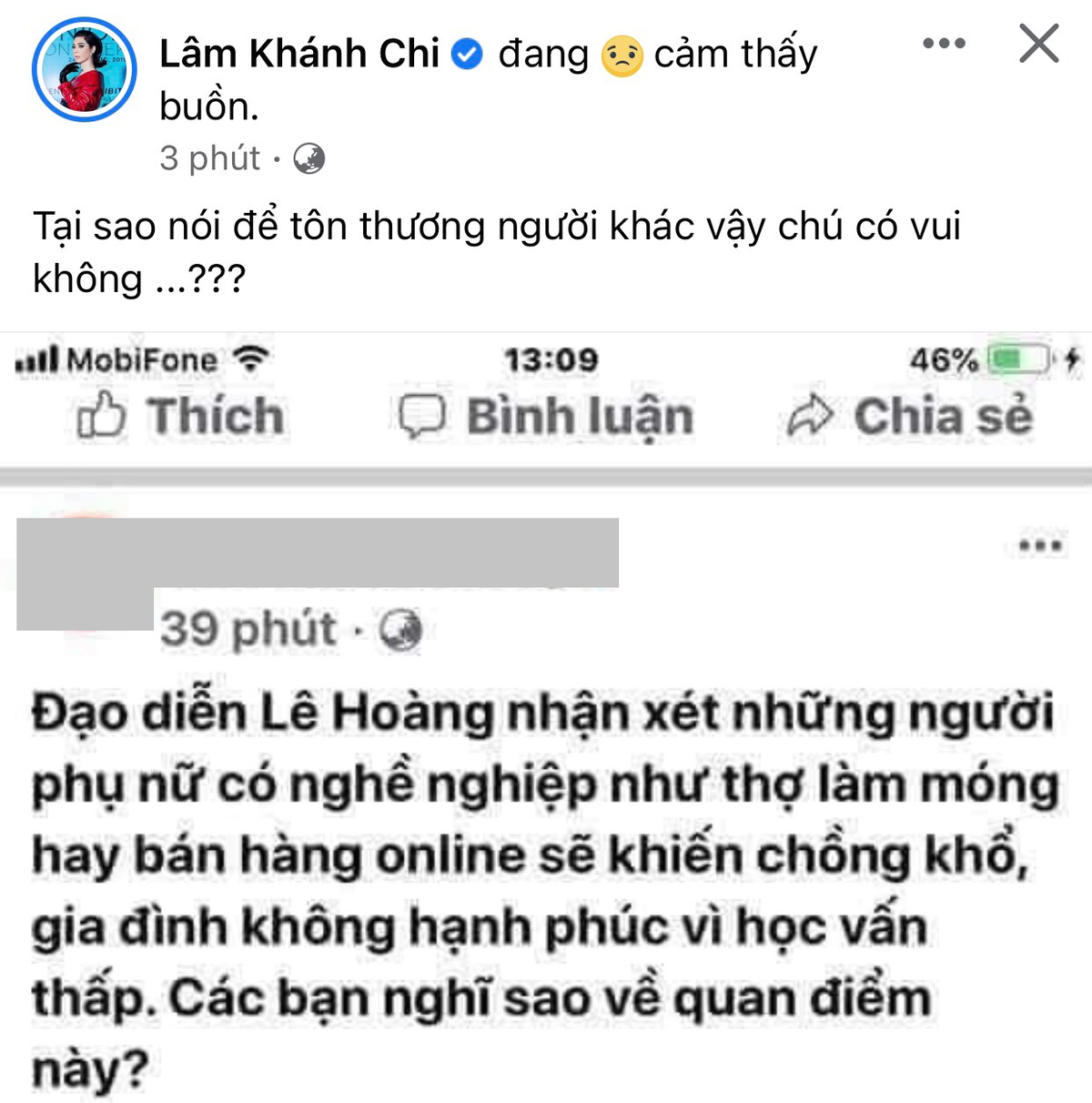 Lâm Khánh Chi 'đau đớn' trước phát ngôn 'phụ nữ bán hàng online khiến chồng khổ' của đạo diễn Lê Hoàng Ảnh 3