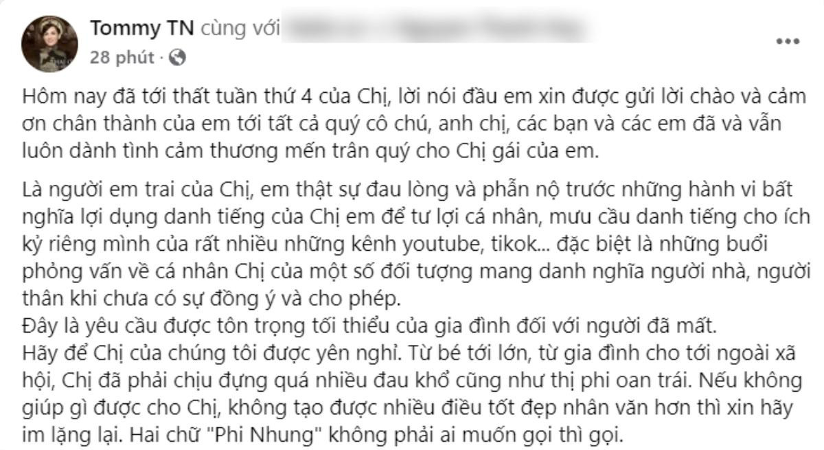 Em trai Phi Nhung phẫn uất vì chị gái bị mượn danh người nhà để tư lợi: 'Hãy để chị yên nghỉ' Ảnh 1