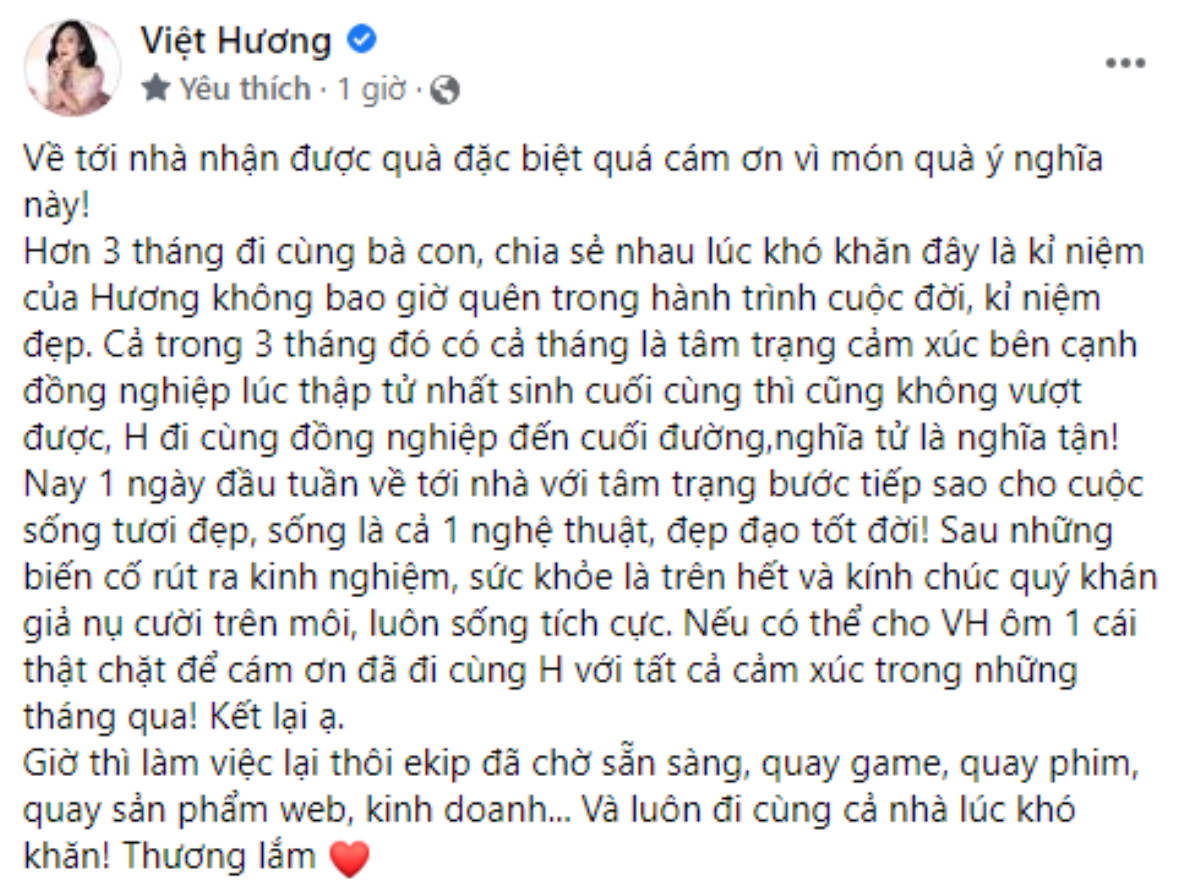 Việt Hương khoe món quà đặc biệt vừa nhận, sau tất cả nữ diễn viên hài muốn được ôm mọi người Ảnh 3