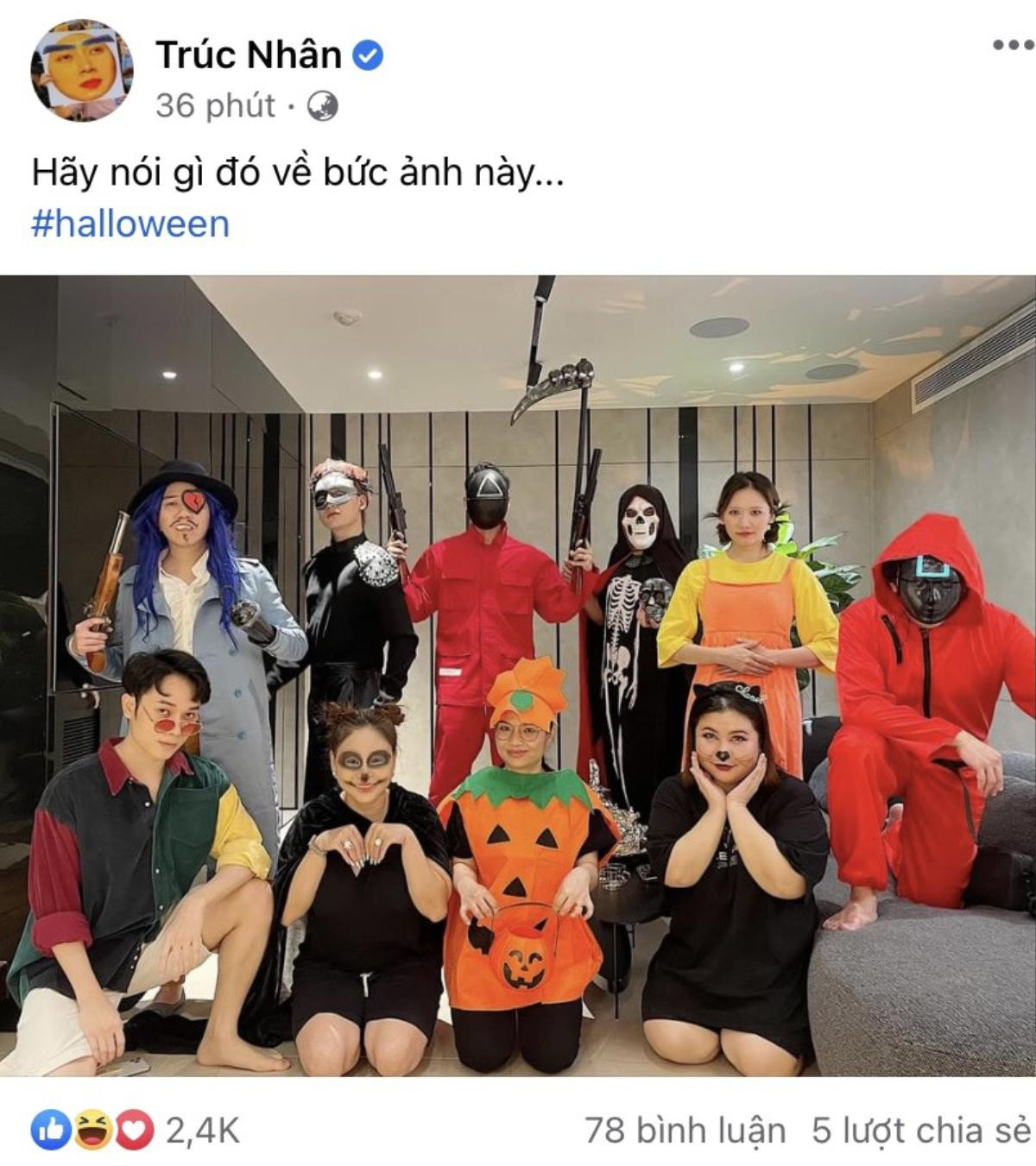 Hội bạn thân Trấn Thành đón Halloween phong cách Squid Game, tìm mãi mới biết nam MC hóa thân nhân vật gì Ảnh 1