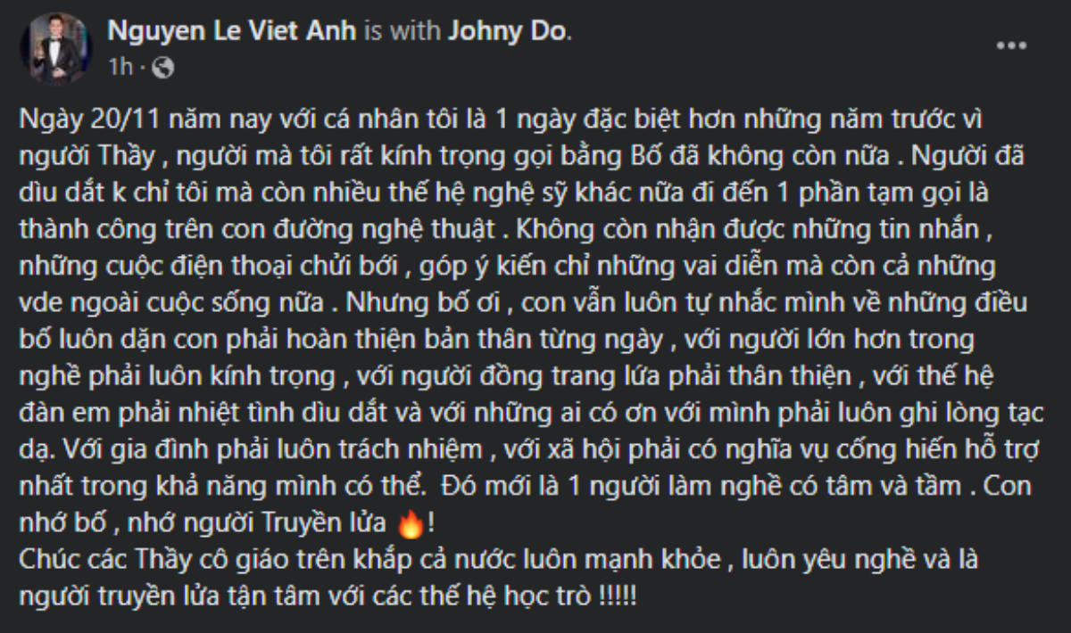 Việt Anh tưởng nhớ người thầy đặc biệt - cố NSND Hoàng Dũng Ảnh 1