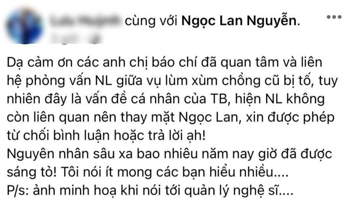 Phía Ngọc Lan lên tiếng trước ồn ào Thanh Bình bị tố lăng nhăng, còn ám chỉ nguyên nhân ly hôn trước đó? Ảnh 2