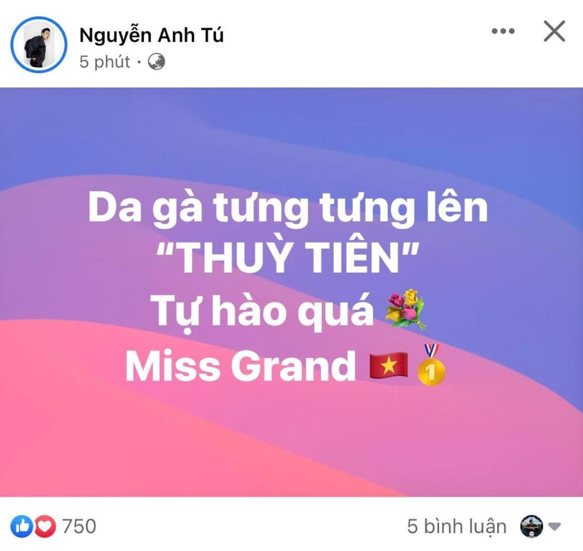 Thu Trang, Nam Thư, Chi Dân cùng dàn sao Việt chúc mừng Thùy Tiên đăng quang Miss Grand International Ảnh 6